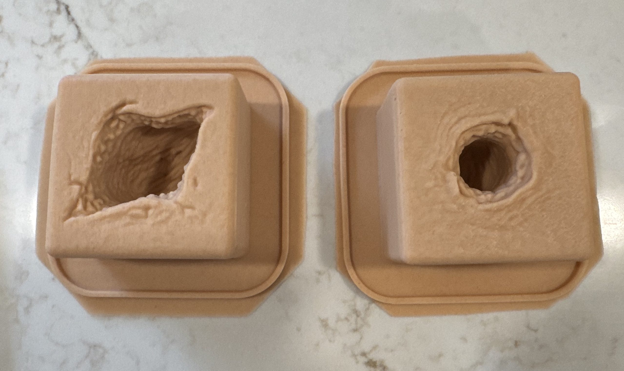 Wound packing trainers that have been freshly de molded but not painted.
