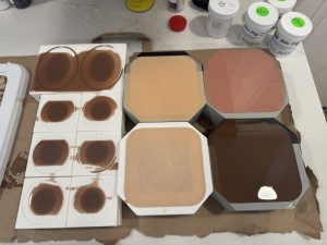 4 wound packing trainer molds filled with platinum cure silicone