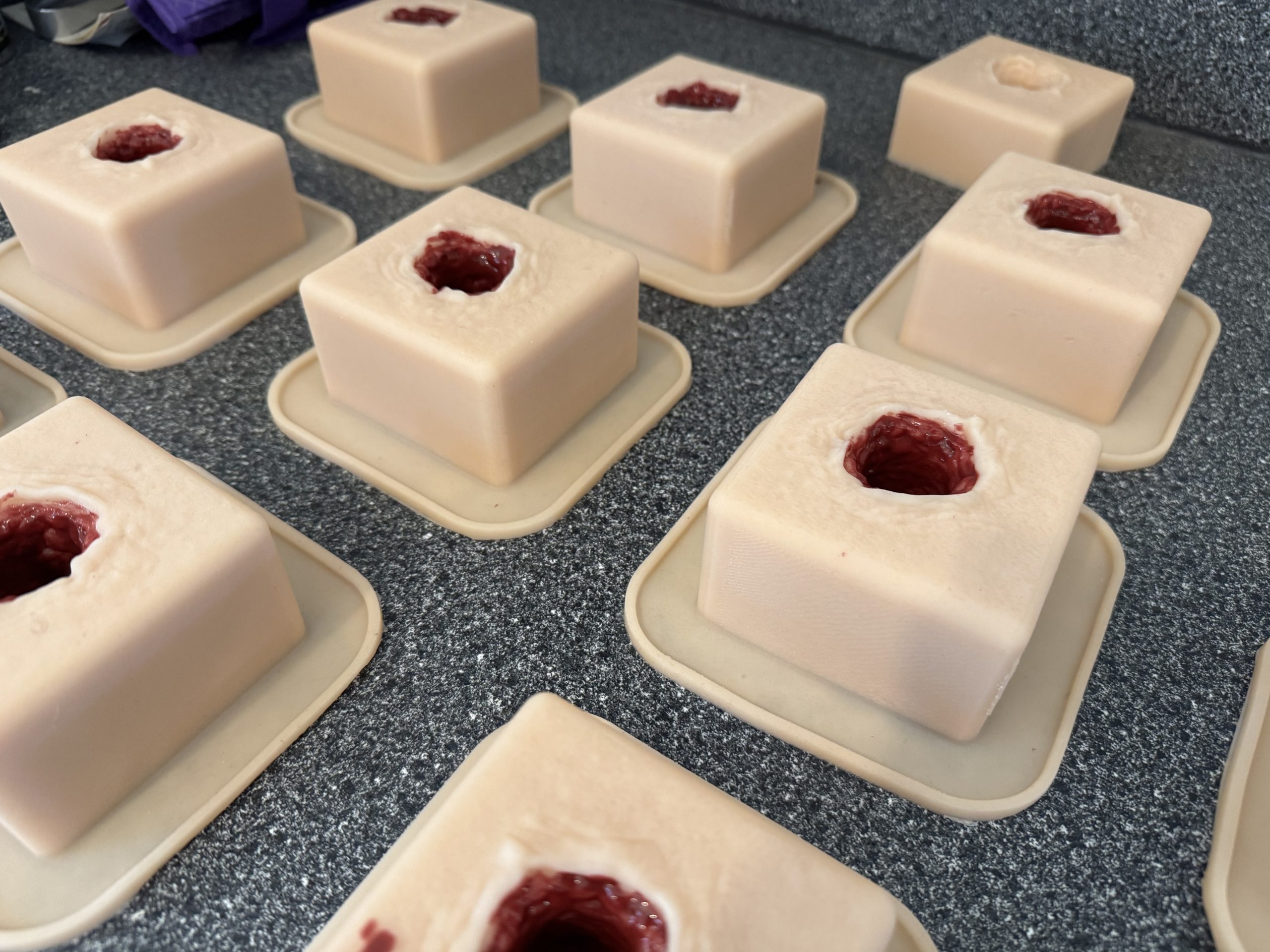 Batch of finished wound packing trainers.